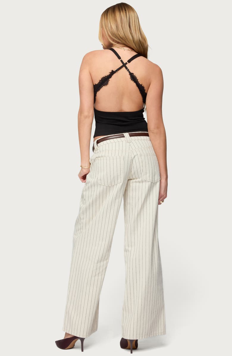 EDIKTED Ranata Lacey Crossback Crop Top, Alternate, color, Black