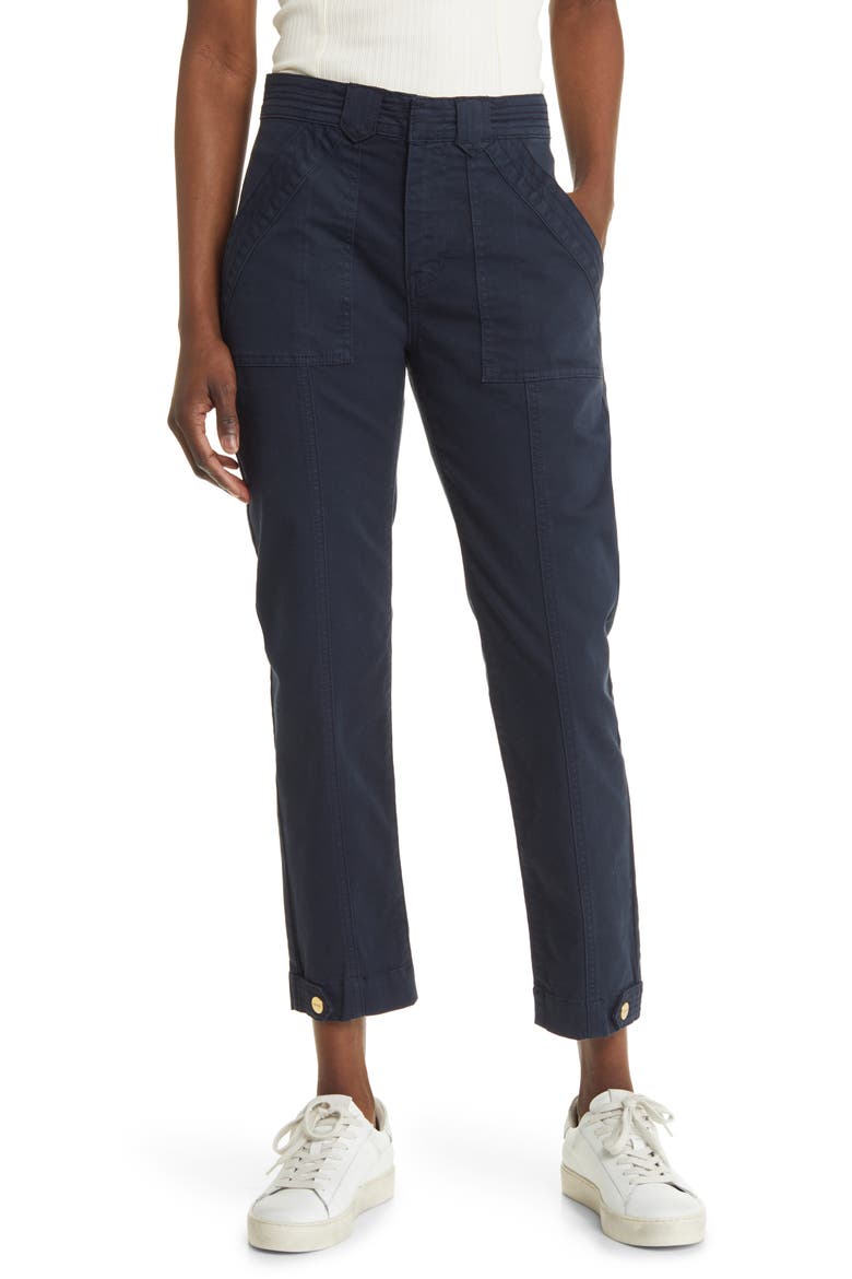 Trapunto Button Tab Cuff Pants, Main, color, WASHED NAVY