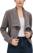 Kimi & Kai Women's Faux Suede Open Front Jacket