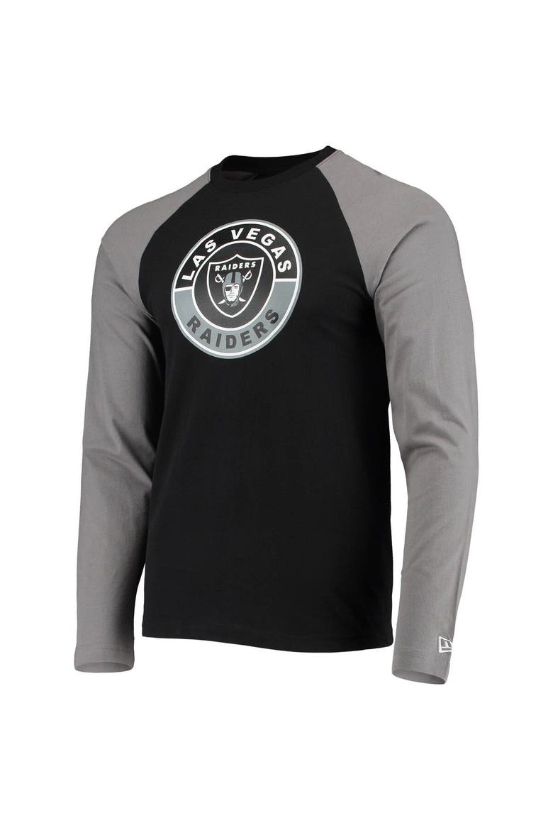 Men's New Era Black/Gray Las Vegas Raiders League Raglan Long Sleeve T-Shirt, Alternate, color, Black