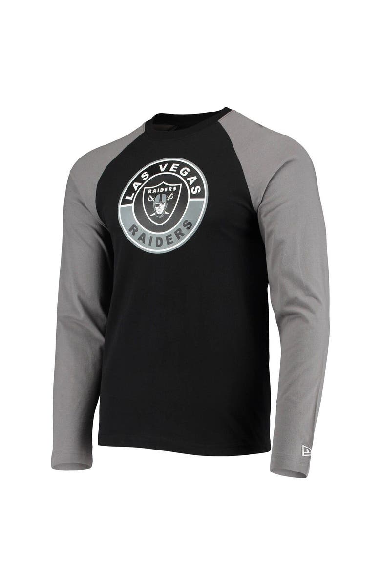 New Era Men's New Era Black/Gray Las Vegas Raiders League Raglan Long Sleeve T-Shirt, Alternate, color, Black