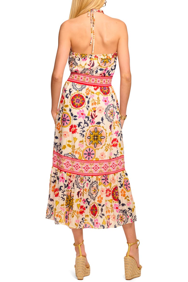 Delia Floral Halter Neck Cotton Blend Dress, Alternate, color, WHITE MAYA COMBO