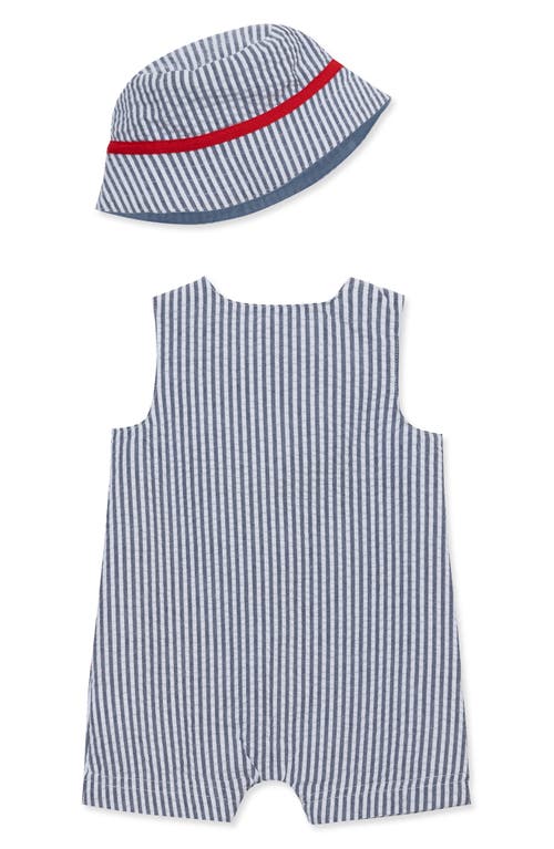 Shop Little Me Crab Sleeveless Romper & Bucket Hat Set In Blue