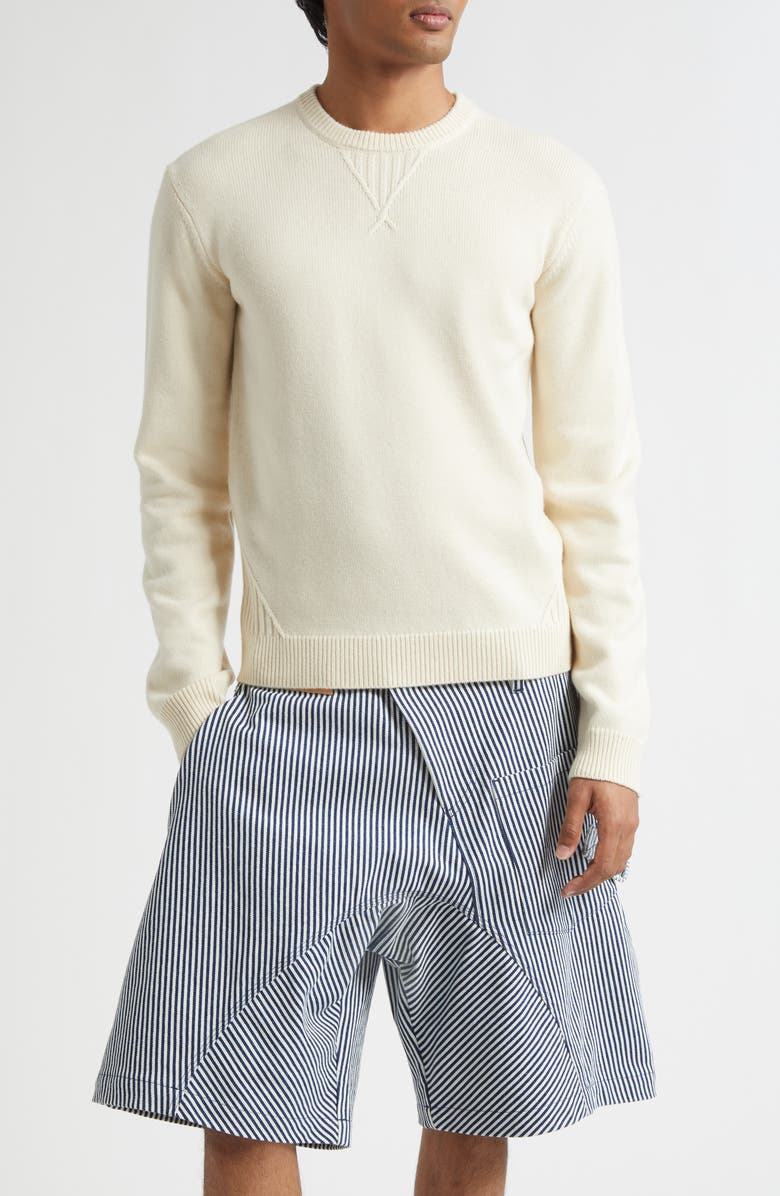JW Anderson Oversize Cotton Crewneck Sweater, Main, color, Ecru
