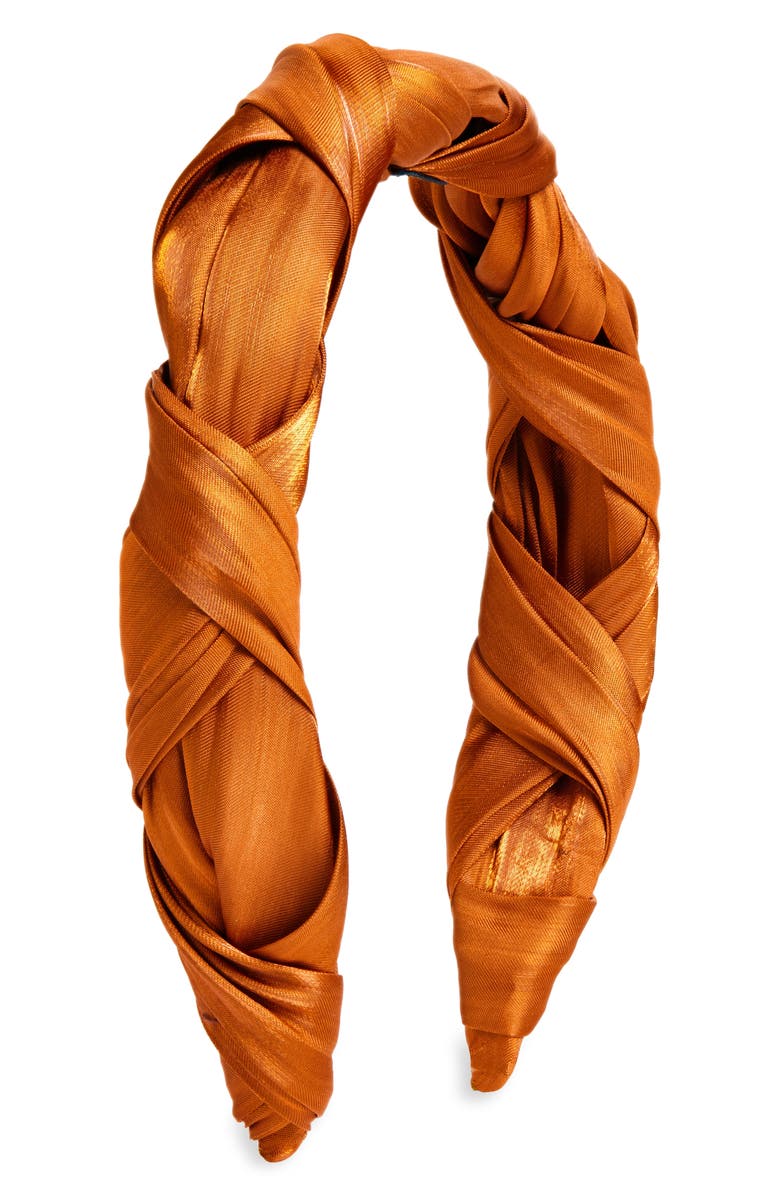 Tasha Satin Wrap Headband, Main, color, Copper