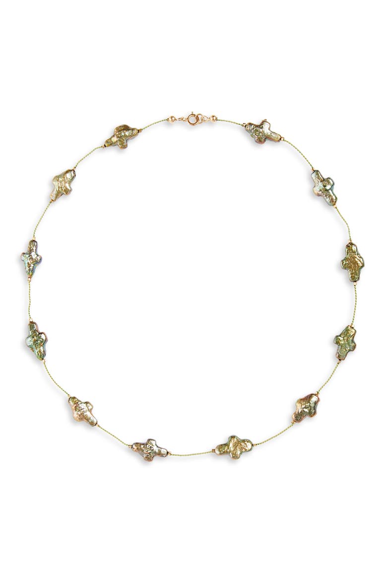 Desnuda Freshwater Pearl Station Necklace, Main, color, ALGAE