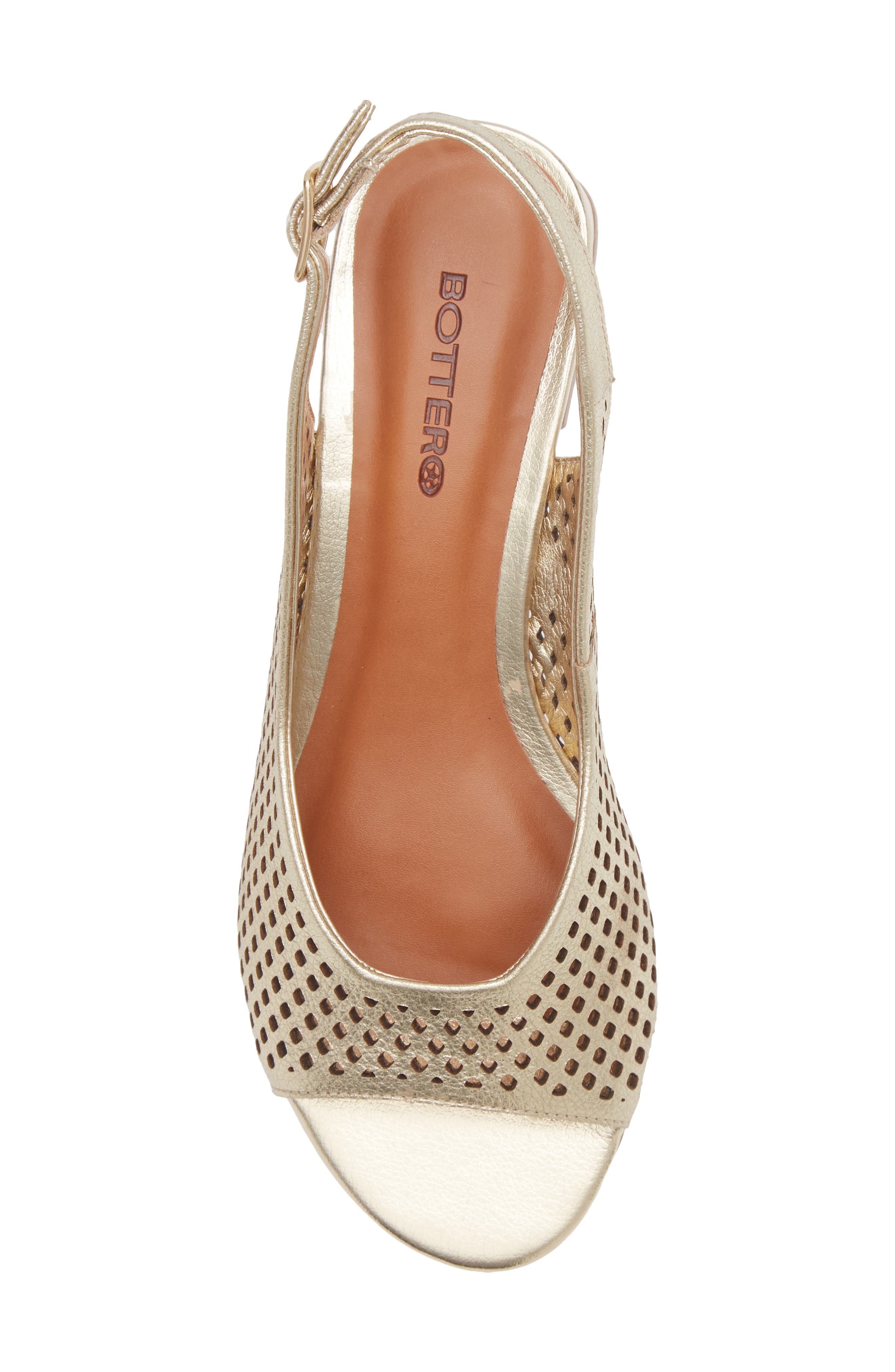 Botelsa Perforated Open Toe Slingback Pump, Alternate, color, DOURADO 22