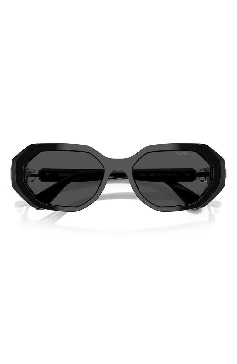 Swarovski 54mm Irregular Sunglasses, Alternate, color, Black