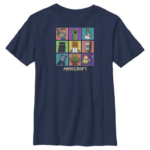 Minecraft Boy's Character Boxes Graphic T-shirt In Blue