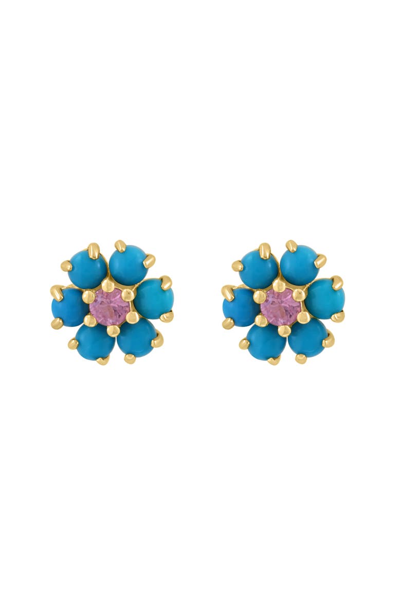 Flower Stud Earrings, Alternate, color, BLUE