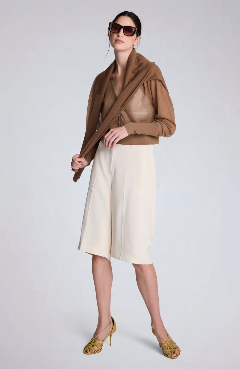 Kenneth Cole Crop Sheer Saddle Shoulder Cardigan, Alternate, color, Mesquite