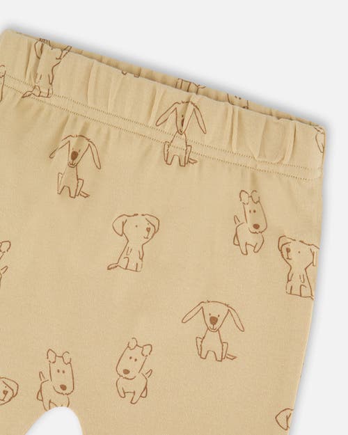 Deux Par Deux Organic Cotton Pant And Top Set Dogs In Nude