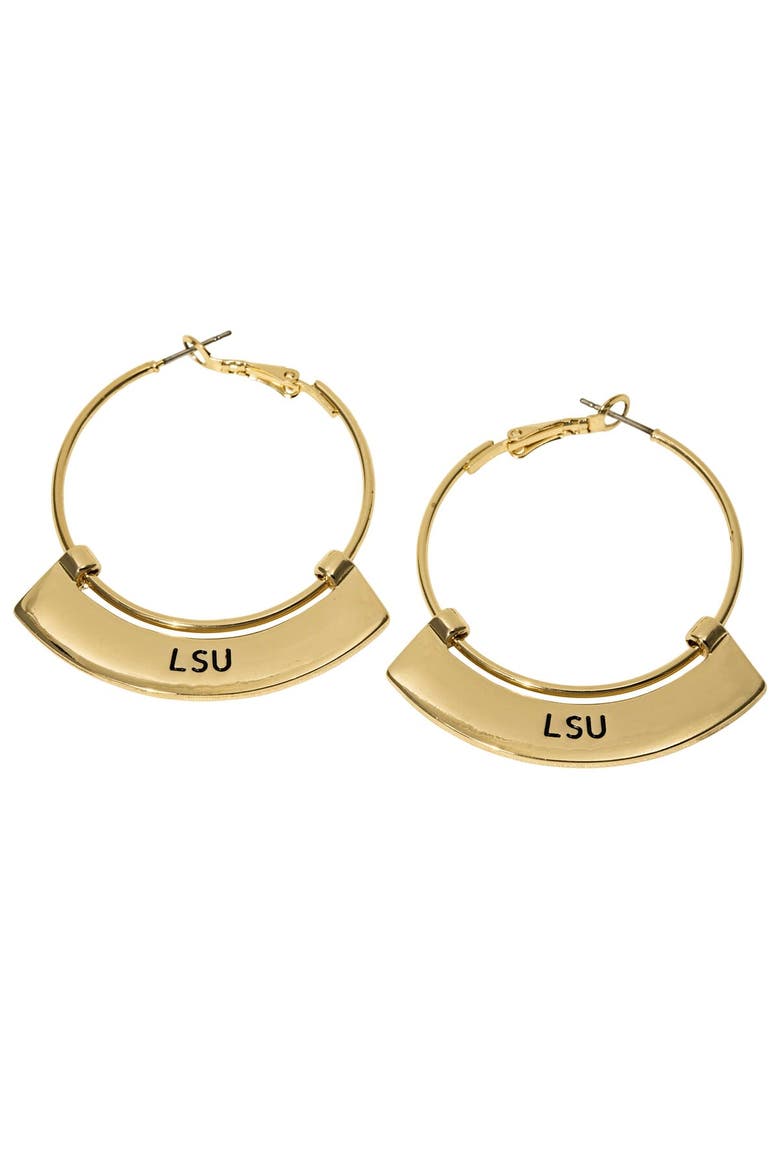 LSU Tigers Weller Gold Hoop Earrings, Main, color, Gold