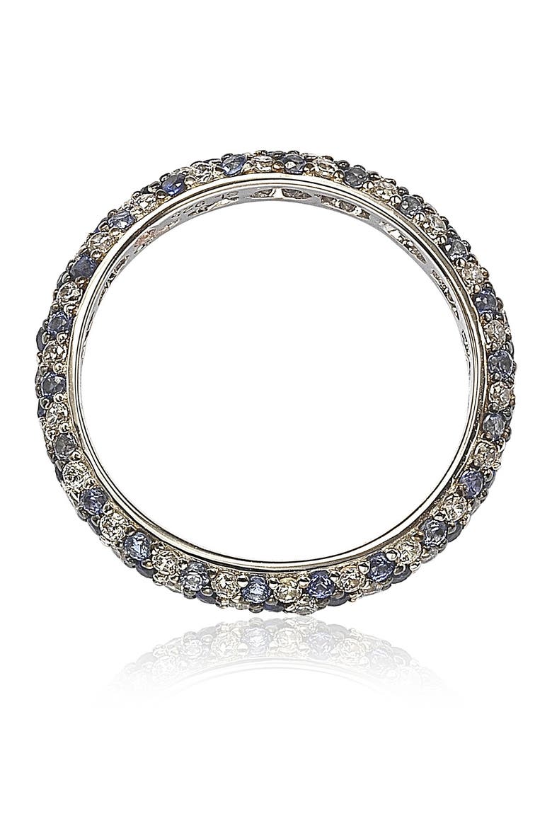 Sterling Silver Sapphire & Diamond Accent Pave Eternity Band, Alternate, color, BLUE