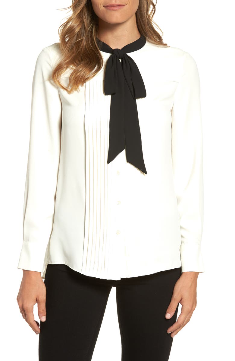ZDNU ANNE KLEIN NEW YORK Anne Klein Bow Neck Blouse, Main, color,