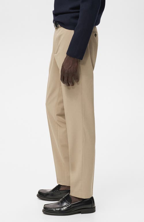 Mango Pleated Slim Fit Dress Pants In Neutral