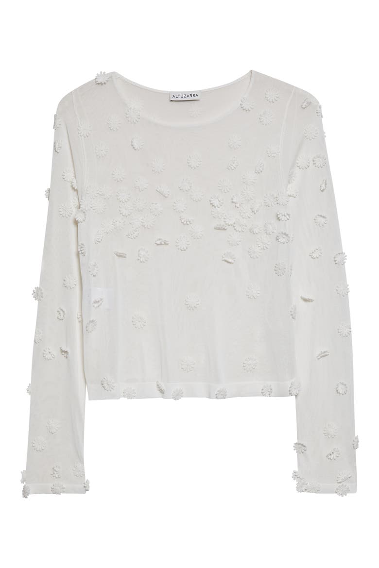 Carter Flower Appliqué Sweater, Alternate, color, 000102 IVORY