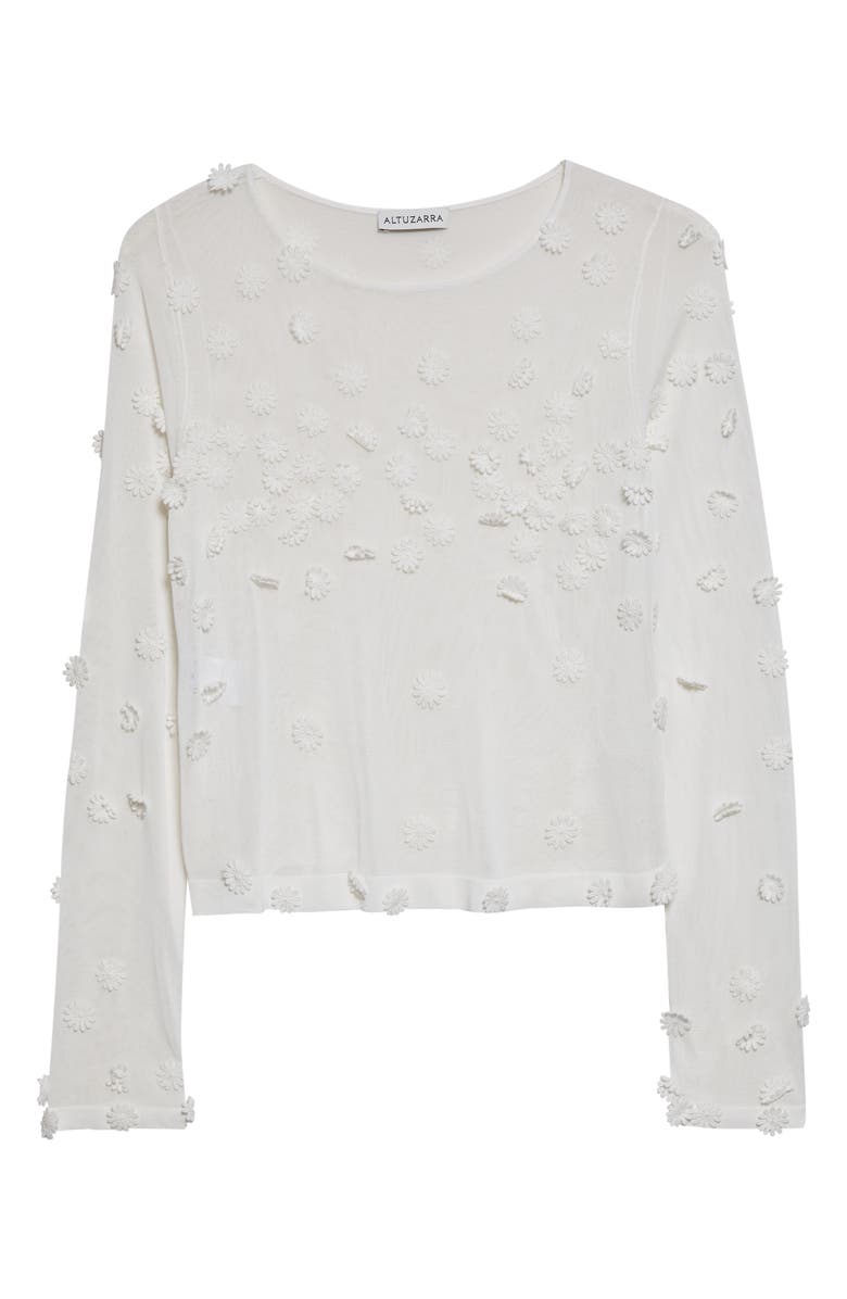 Altuzarra Carter Flower Appliqué Sweater, Main, color, 000102 Ivory