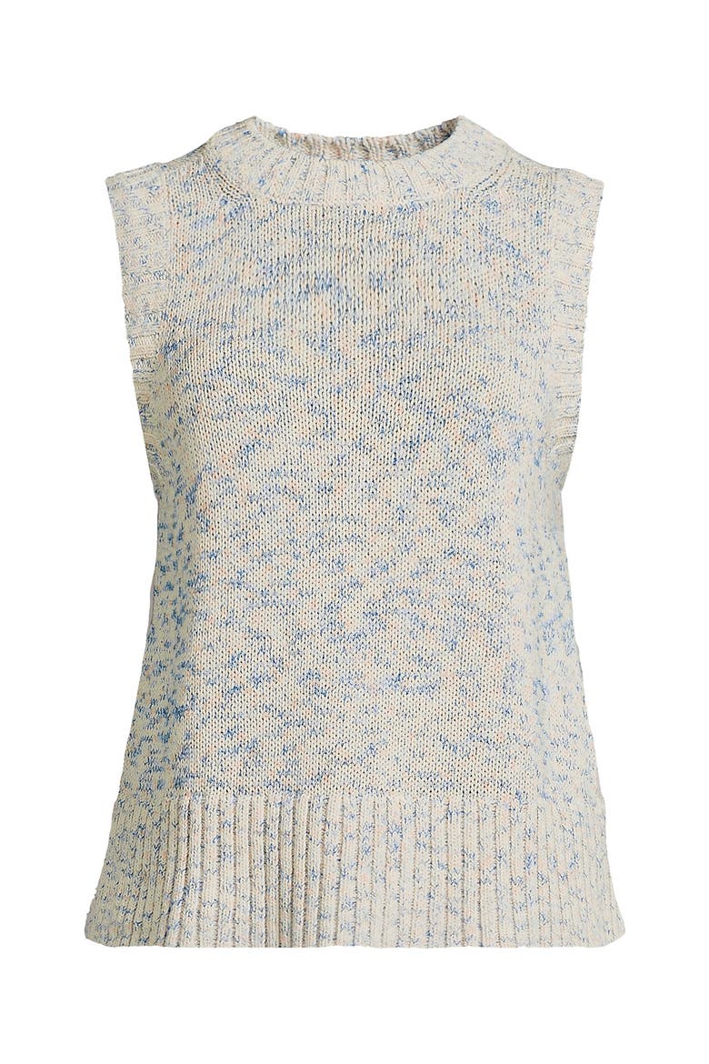 Cotton Tweed Textured Crewneck Vest Sweater, Alternate, color, Ivory Rainbow Space Dye