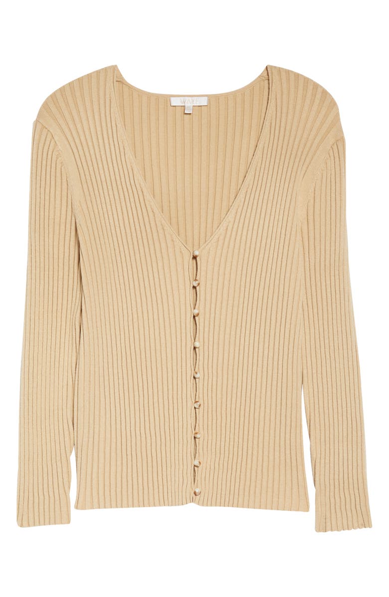 WAYF Frenchie Rib V-Neck Cardigan, Alternate, color,