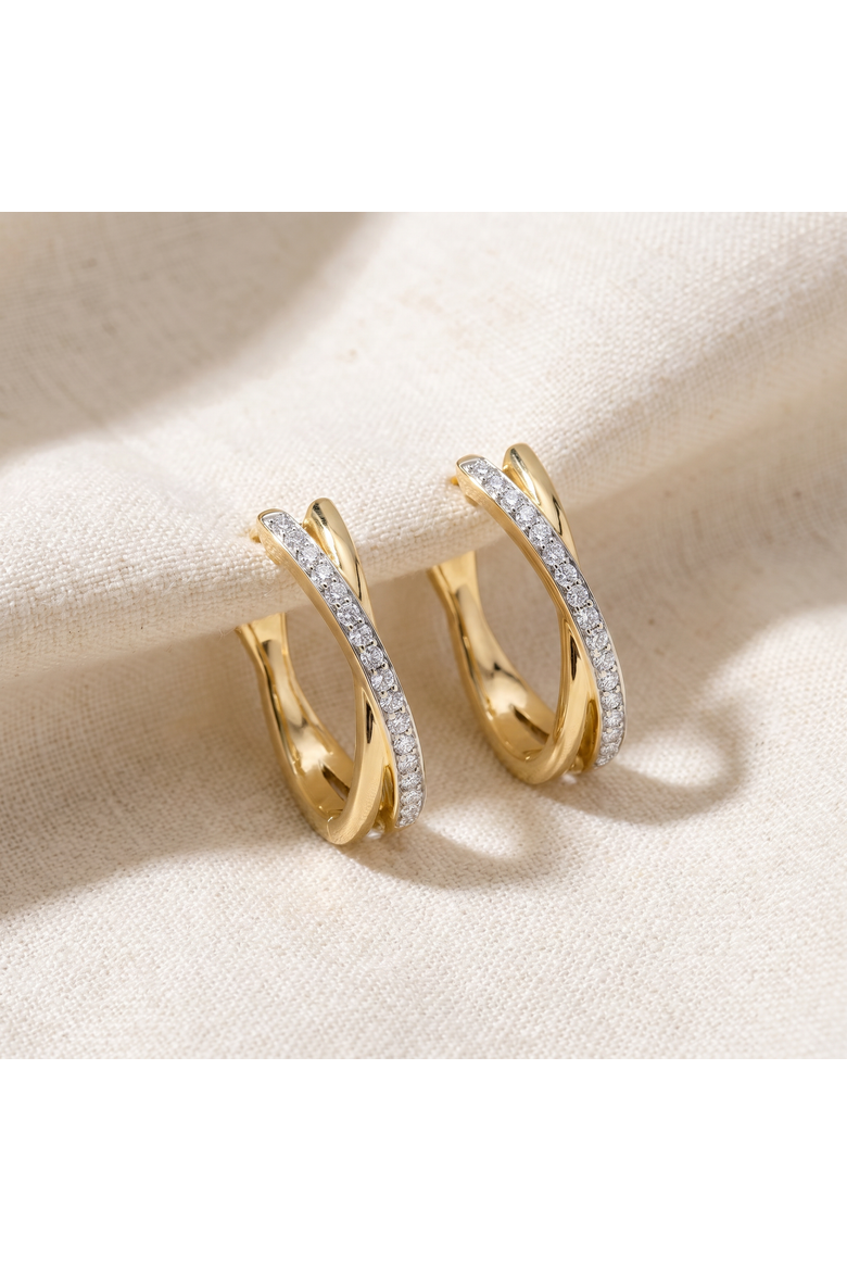 1/2Ct Diamond Hoops Gold 10grams Lab Grown 1" Tall Women's Earrings, Main, color, 10k Yellow Gold