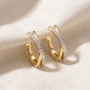 Bliss Diamond 1/2Ct Diamond Hoops Gold 10grams Lab Grown 1" Tall Women's Earrings