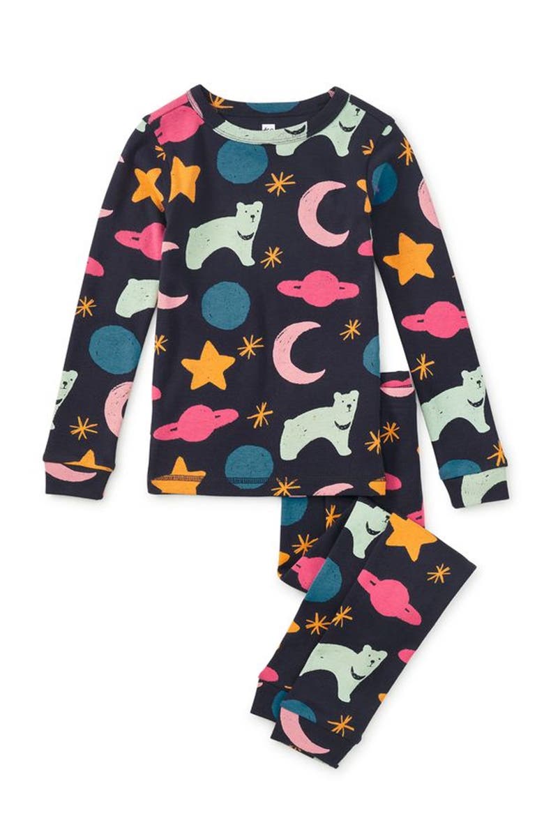 Tea Collection Goodnight Pajama Set, Main, color, Stars & Moon Bear