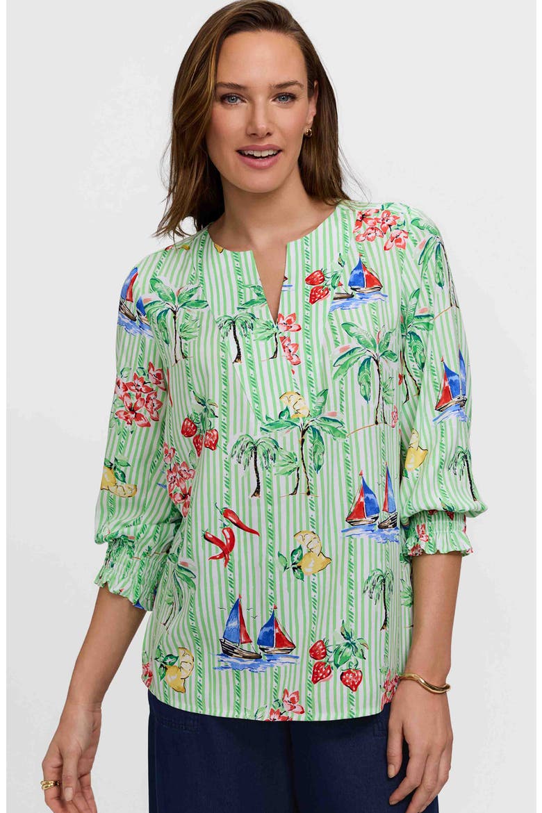 Alicia Resort Stripe Popover Top, Alternate, color, GREEN MULTI