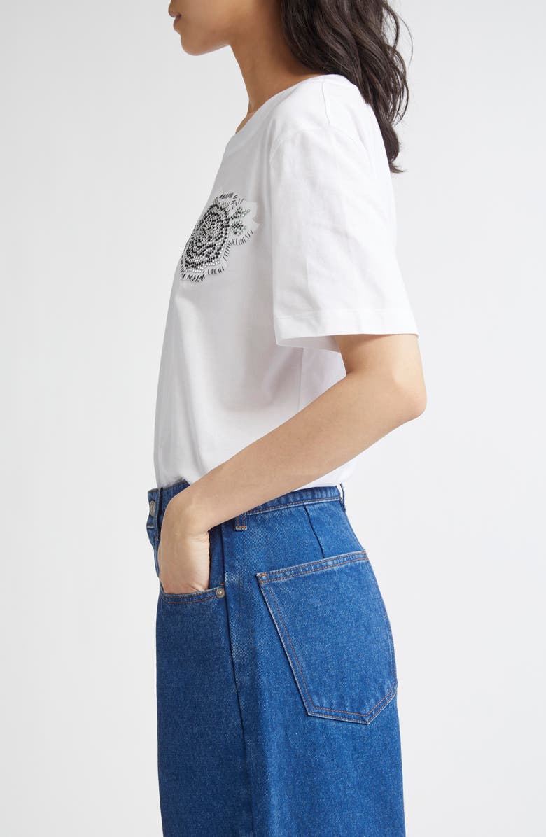 Marni Rhinestone Embellished Cotton T-Shirt, Alternate, color, 00W01 Lily White