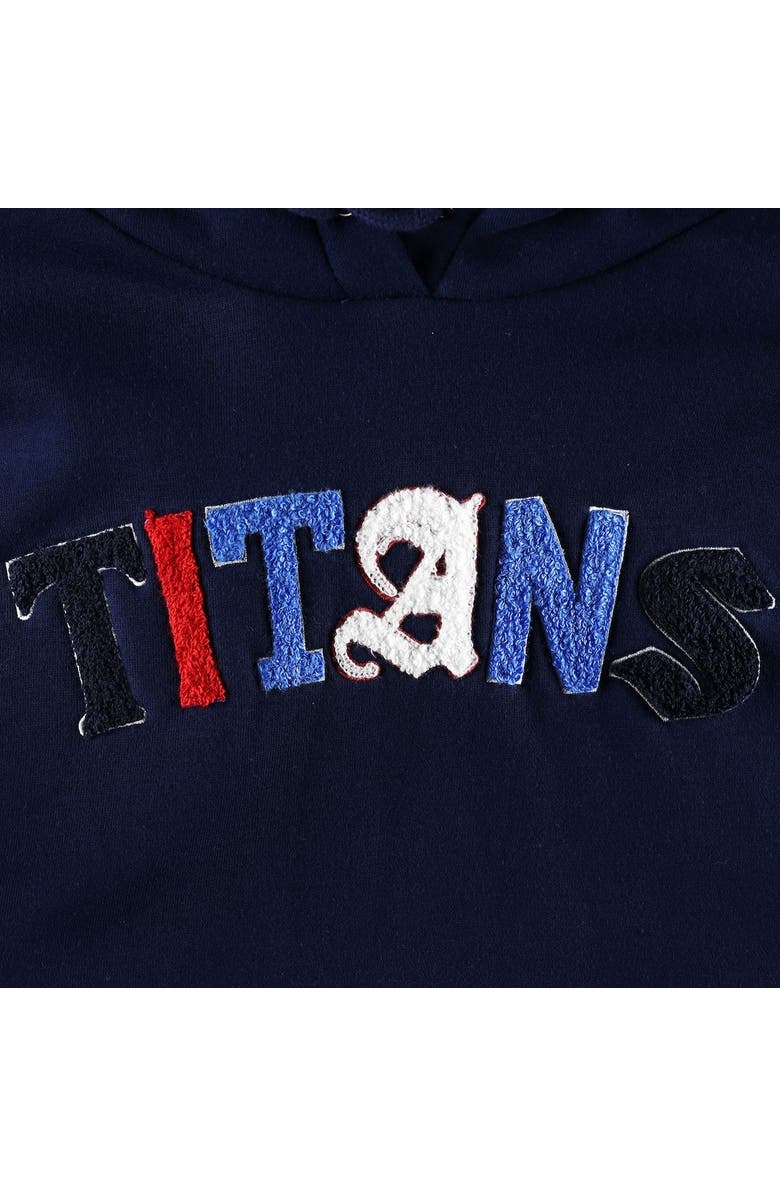 THE WILD COLLECTIVE Women's The Wild Collective Navy Tennessee Titans Cropped Pullover Hoodie, Alternate, color, Navy