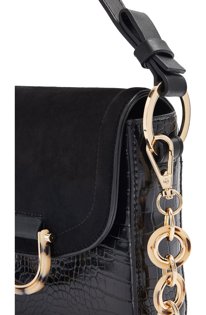 Topshop Carrie Croc Shoulder Bag, Alternate, color,