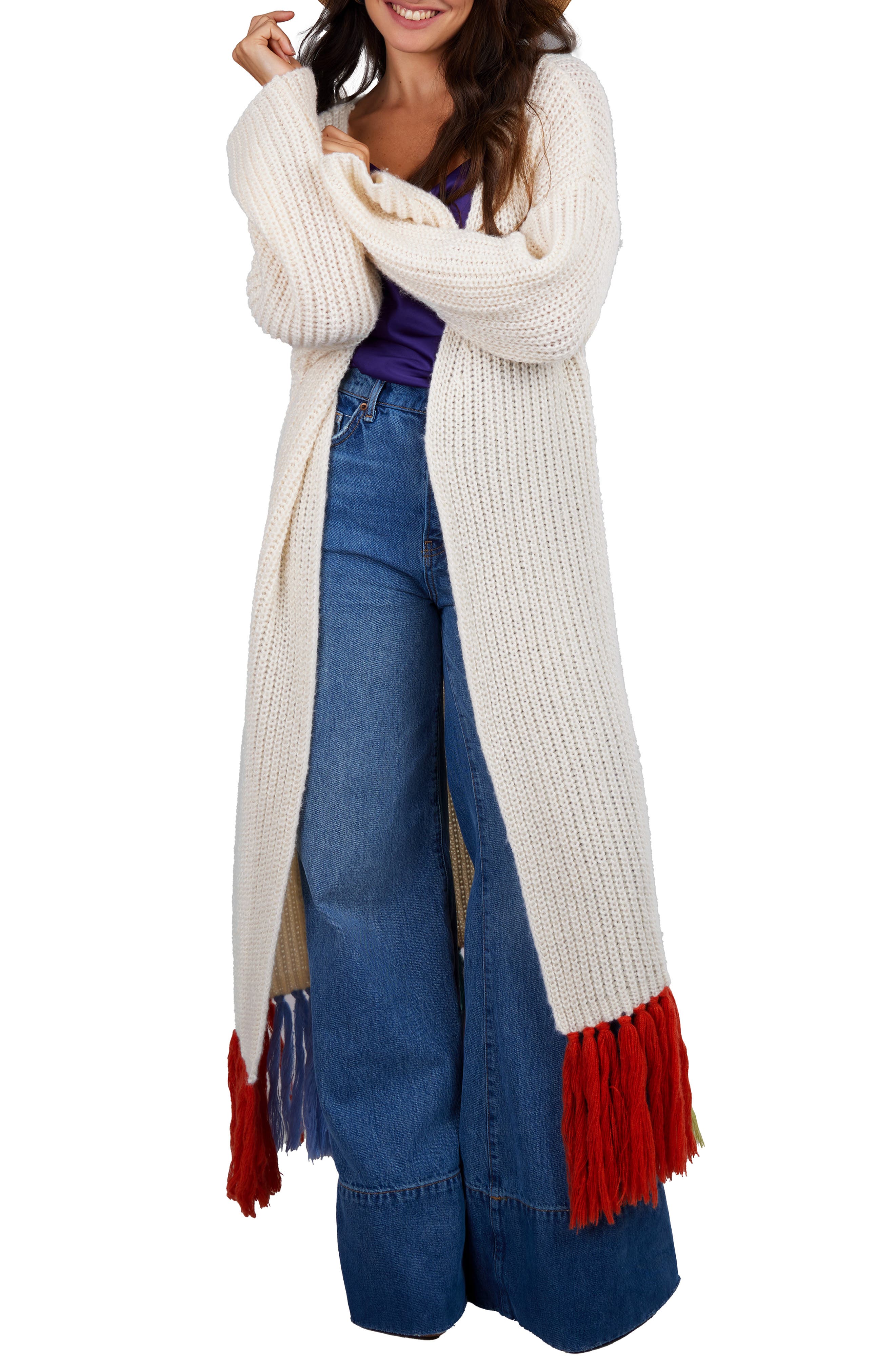 SAACHI Rainbow Tassel Duster Cardigan