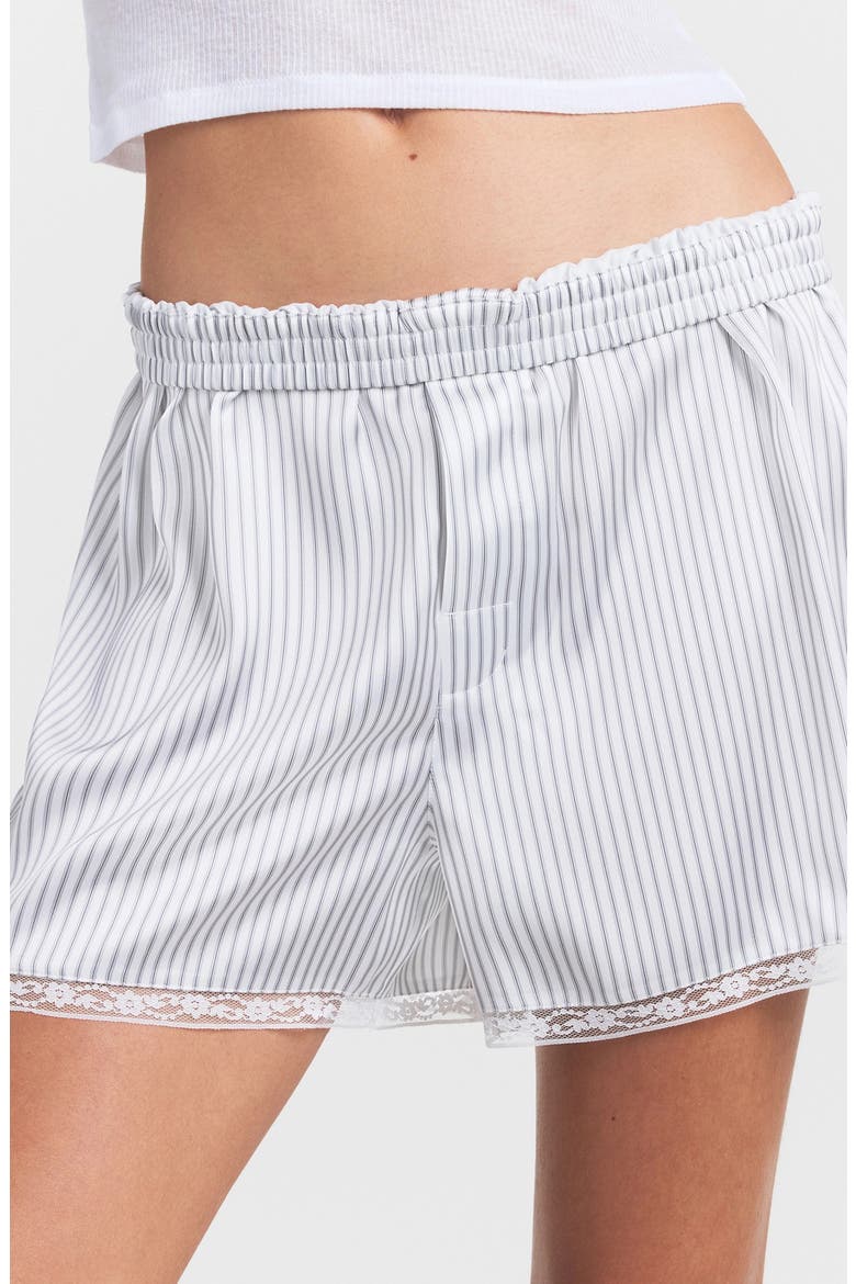 Woven Shine Lace Shorts, Alternate, color, SILVER TRIPLE PINSTRIPE