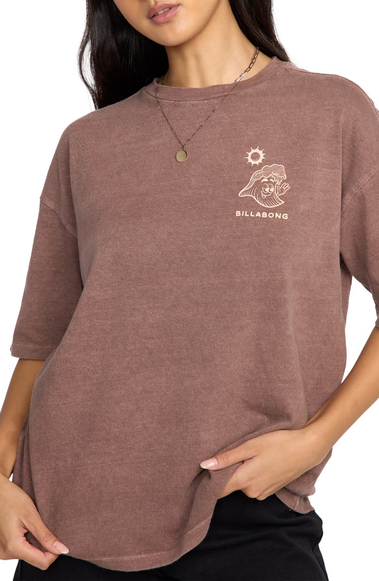 Billabong The Great Waves Oversize Cotton Graphic T-Shirt, Alternate, color, Espresso