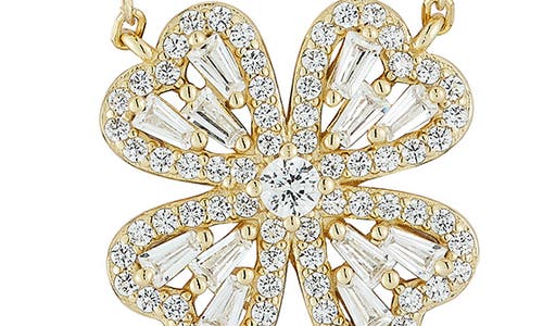 Glaze Jewelry Cubic Zirconia Four Leaf Clover Pendant Necklace