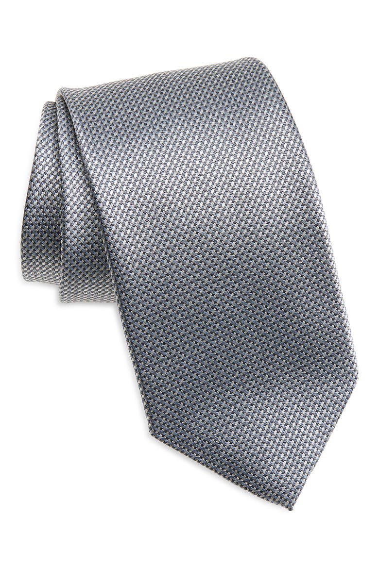 Jacquard Silk Tie, Main, color, GRAY