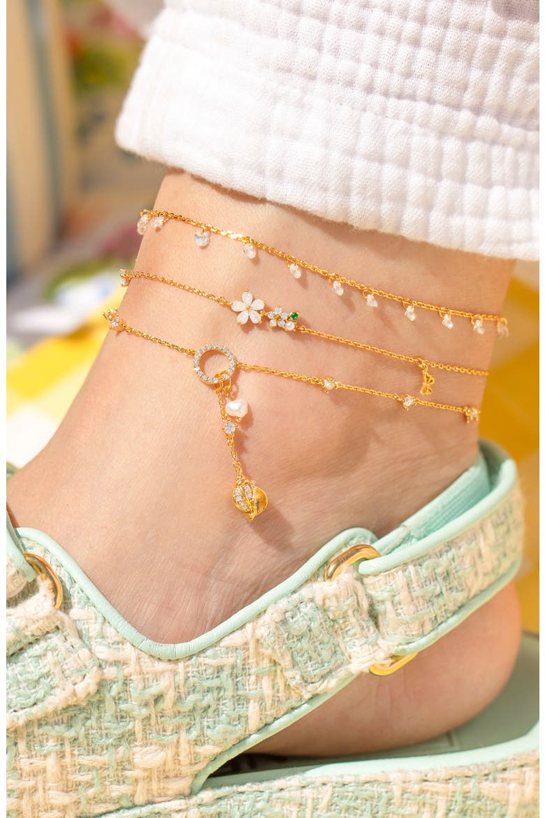 Dewdrop Anklet, Alternate, color, GOLD