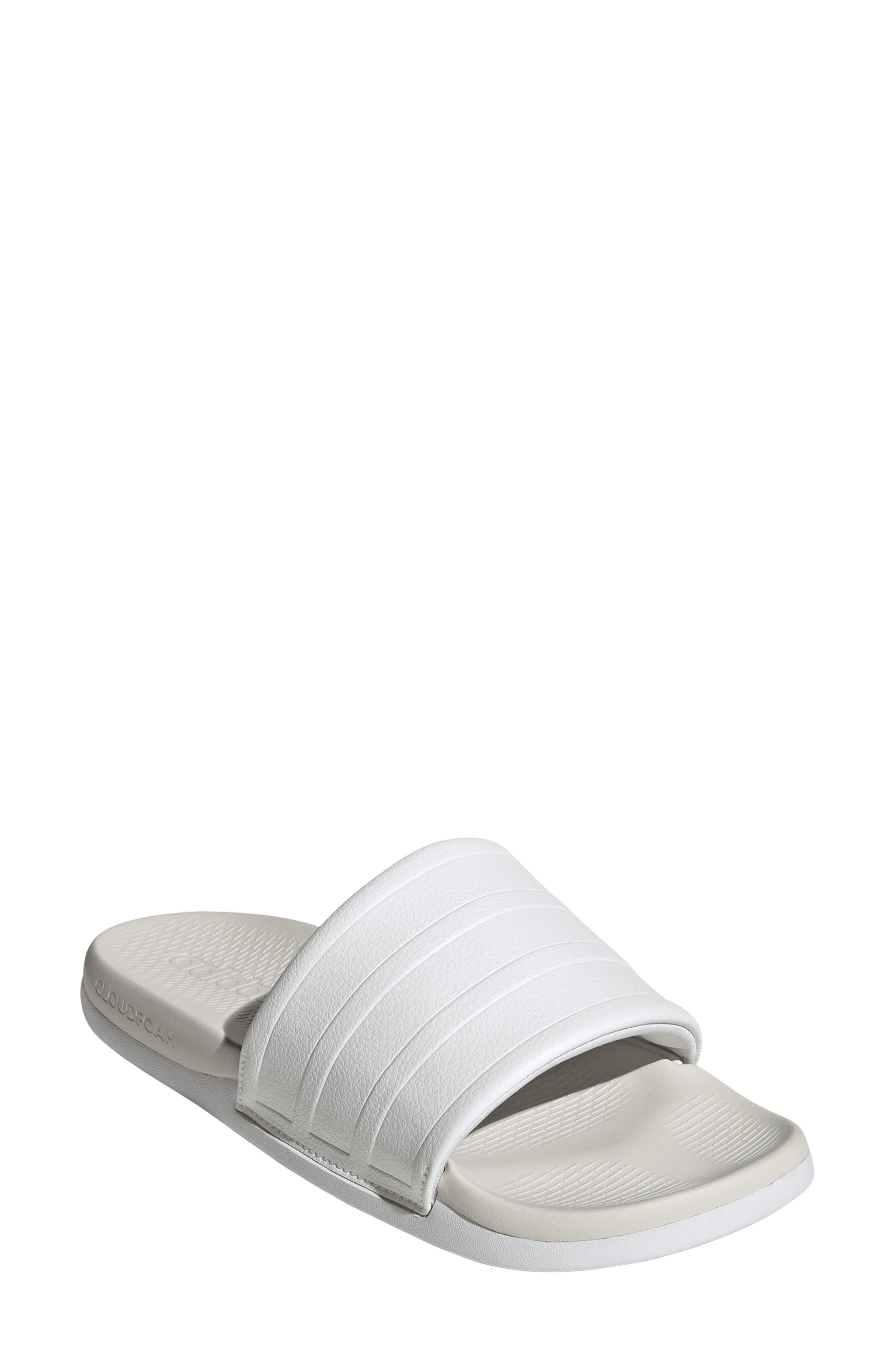 adidas Adilette Comfort 2.0 Slide Sandal, Main, color, White/ White/ Crystal White