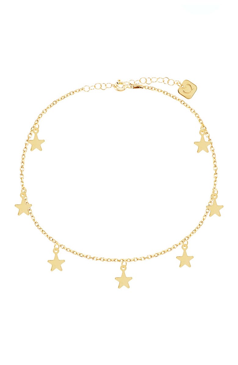 GABI RIELLE 14K Yellow Gold Vermeil Star Charm Anklet, Main, color, Gold
