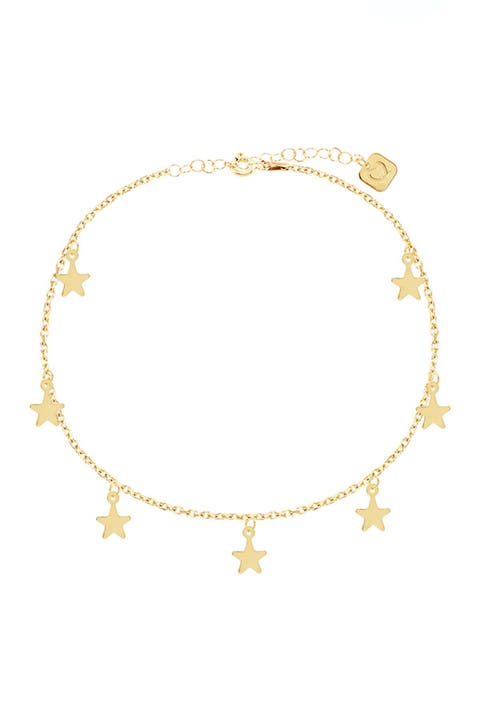 14K Yellow Gold Vermeil Star Charm Anklet