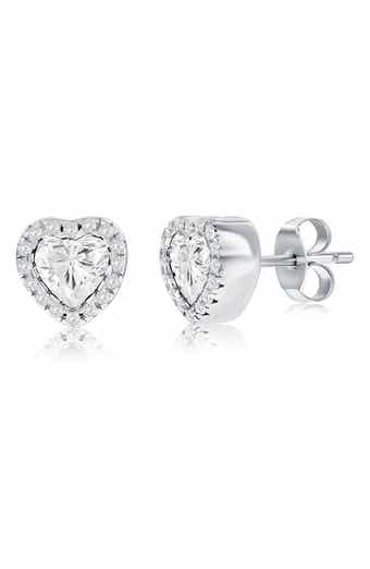 SIMONA Cubic Zirconia Heart Stud Earrings