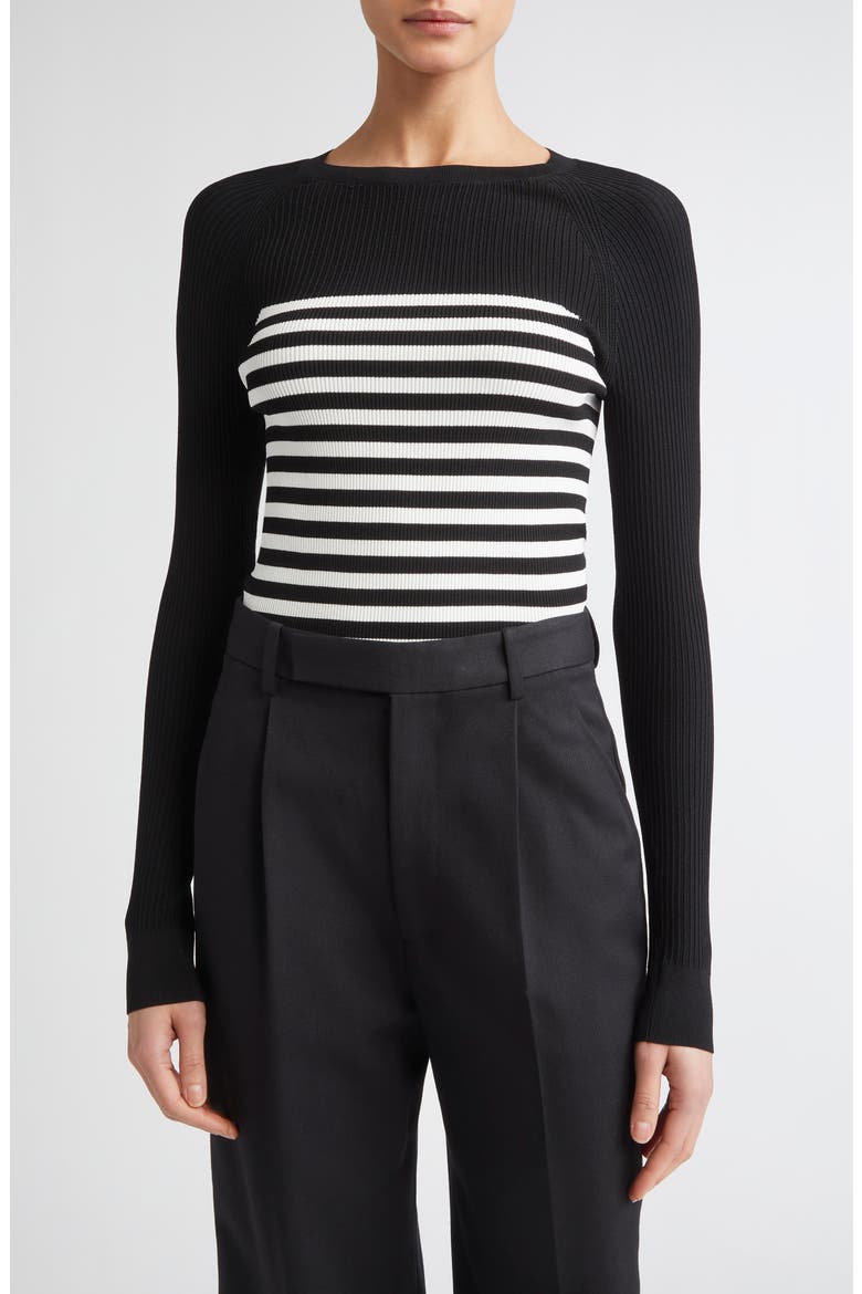 Braies Stripe Bodice Rib Sweater, Main, color, BLACK