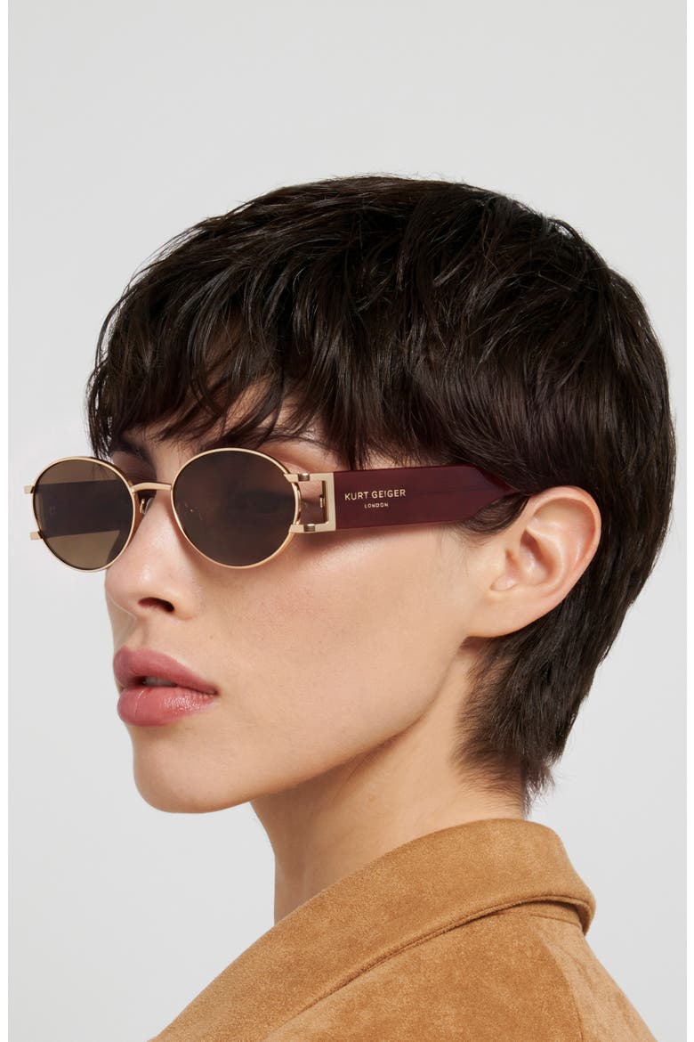 54mm Rectangular Sunglasses, Alternate, color, GOLD/ BROWN