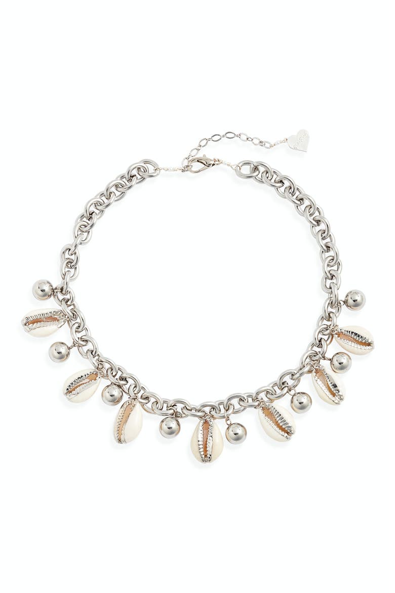Cowrie Shell Necklace, Main, color, SILVER