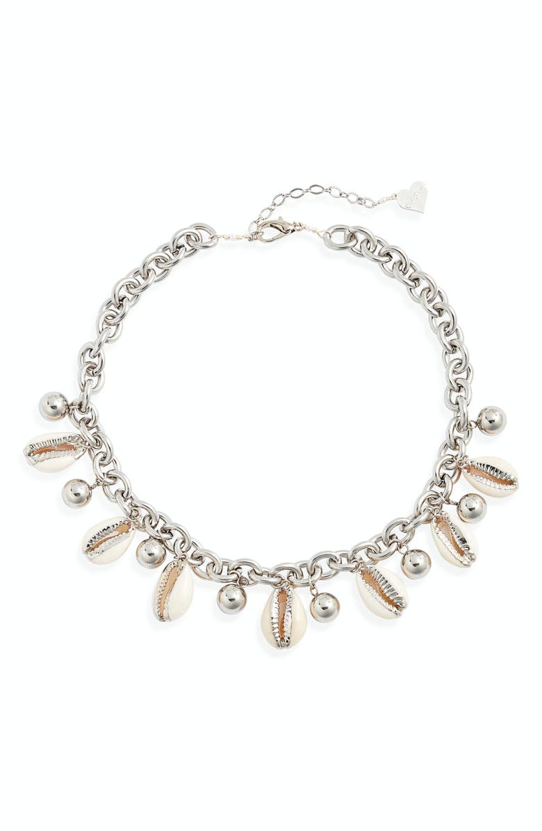 VIDAKUSH Cowrie Shell Necklace, Main, color, Silver