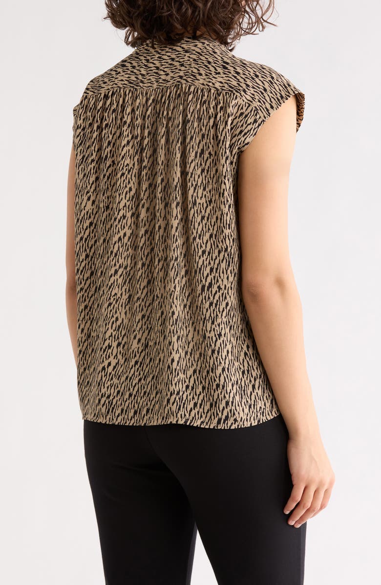 NORDSTROM RACK Growover Print Shirred V-Neck Top, Alternate, color, Beige Humus- Black Camo