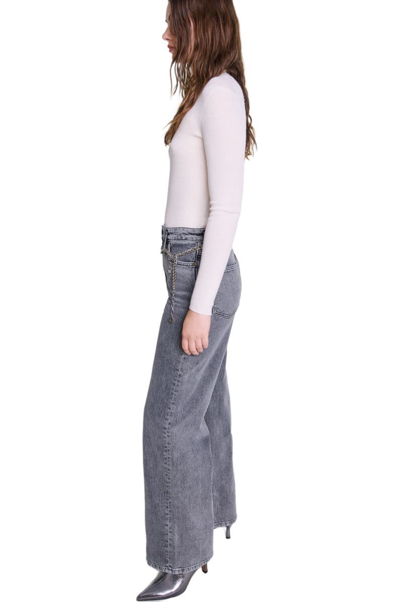 maje Wide-leg jeans with chain-link belt, Alternate, color,