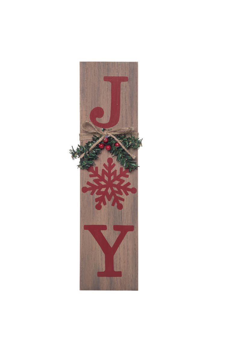 Wood Multicolored Christmas Joy Snow Wall Decor, Main, color, Multicolored