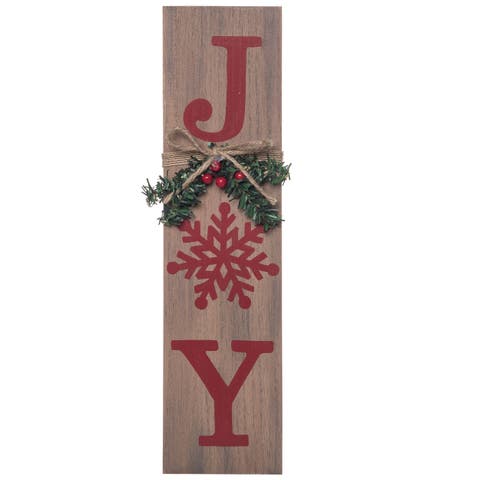 Wood Multicolored Christmas Joy Snow Wall Decor