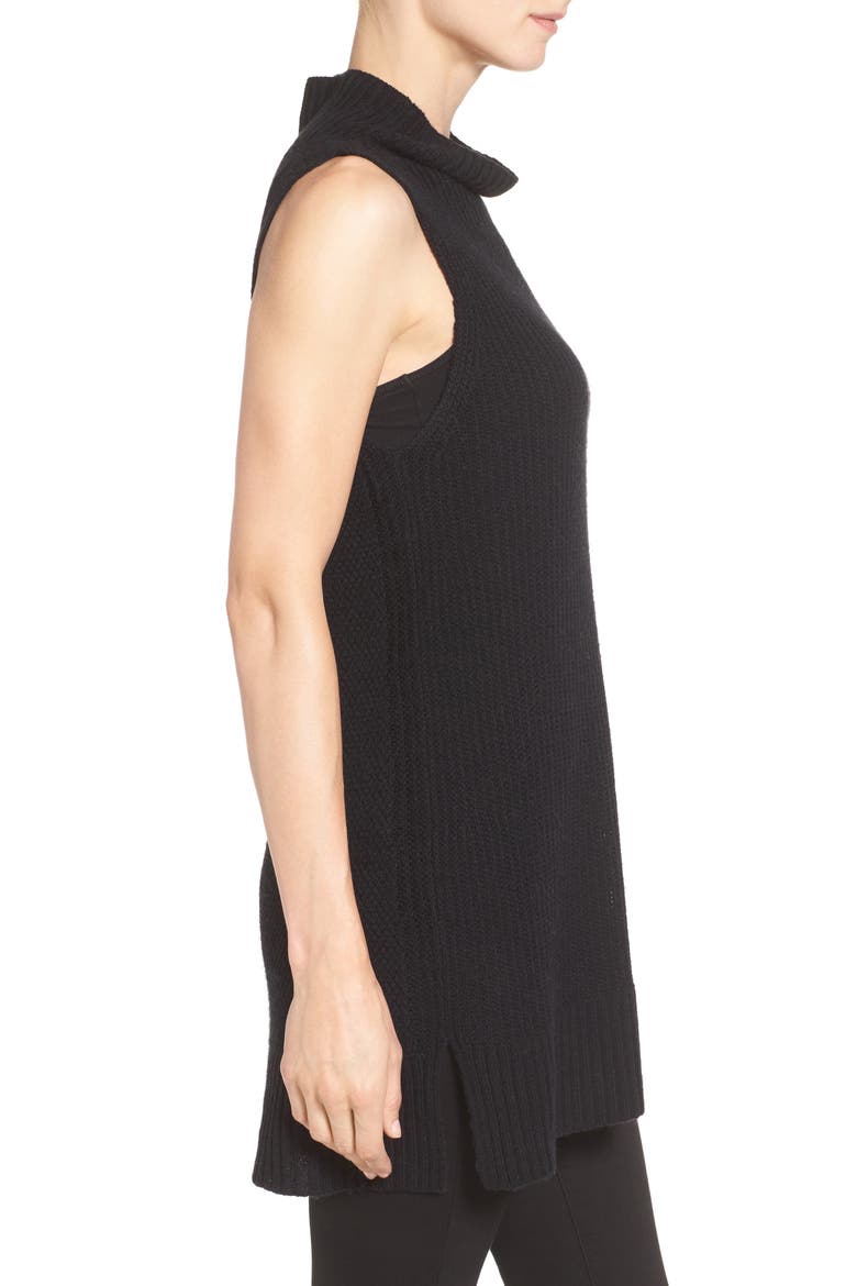 SLEEVELESS MOCK NECK SWEATER, Alternate, color, BLACK